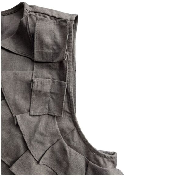 Anthropologie taupe Ruffled Statement Vest Bolero - Picture 9 of 9